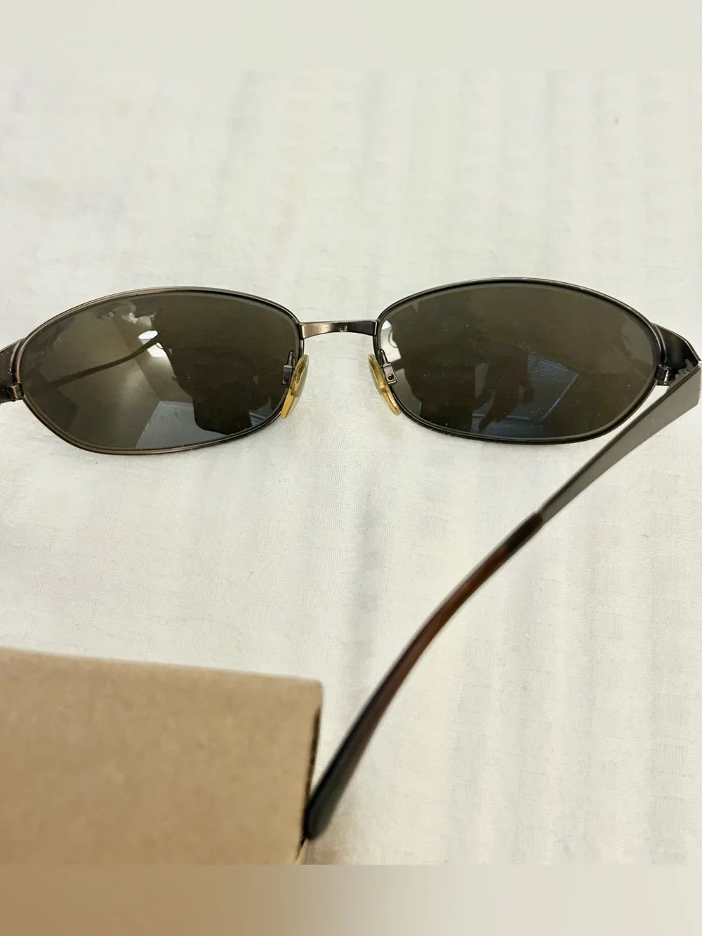 Emporio Armani Vintage Brown Lens Metal Oval Sunglasses